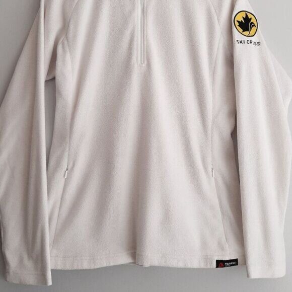 DESCENTE / Ski Cross Polartec Fleece Sweatshirt Half-Zip White Sz 10 - Picture 3 of 13